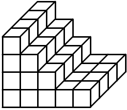 4 rows of blocks:  bottom is 5x4, next is 3x4, next is 2x4, top is 1x4