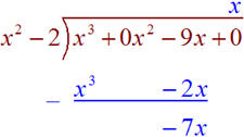 long division to get a quotient of x