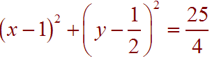 (x-1)^2+(y-1/2)^2 = 25/4