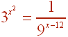3^(x^2) = 1/9^(x-12)