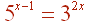 5^(x-1) = 3^(2x)