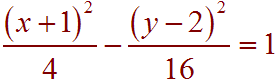 (x+1)^2 / 4 - (y-2)^2 / 16  =  1