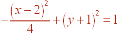 -(x-2)^2/4 + (y+1)^2 = 1