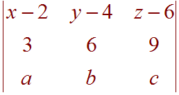 Det[ x-2 y-4 z-6, 3 6 9, a b c