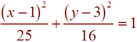 (x-1)^2 / 25 + (y-3)^2 / 16  =  1