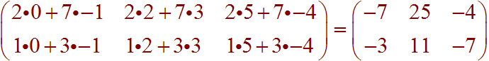 Multiply to get Matrix(-7 25 -4, -3 11 -7