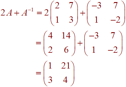 2A + A^-1 = Matrix[1 21, 3 4]