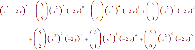 (x^2-2y)^5=5C5(x^2)^5(-2y)^0+5C4(x^2)^4(-2y)^1+5C3(x^2)^3(-2y)^2+5C2(x^2)^2(-2y)^3+5C1(x^2)^1(-2y)^4+5C0(x^2)^0(-2y)^5