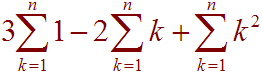 3*sum(1) - 2*sum(k) + sum(k^2)