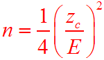 n = 1/4 * (z/E)^2