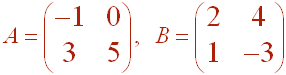 A=[(-1,0),(3,5)], B=[(2,4),(1,-3)]