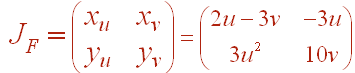 J_F  =  [(2u-3v,-3u),(3u^2,10v)]