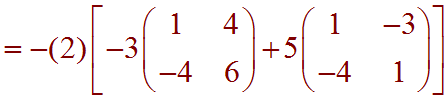 -(2)[-3*Matrix[(1 4), (-4 6)] + 5*Matrix[(1 -3), (-4,1)]]