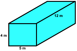 rectangular solid with length 5 m, width 12 m, and height 4 m