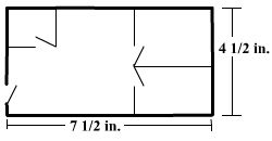 width 4 1/2 length 7 1/2 rectangle with interior rooms shown.